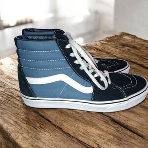 Vans Men's High-Top Sneakers - Navy and White. Van SK8 HI